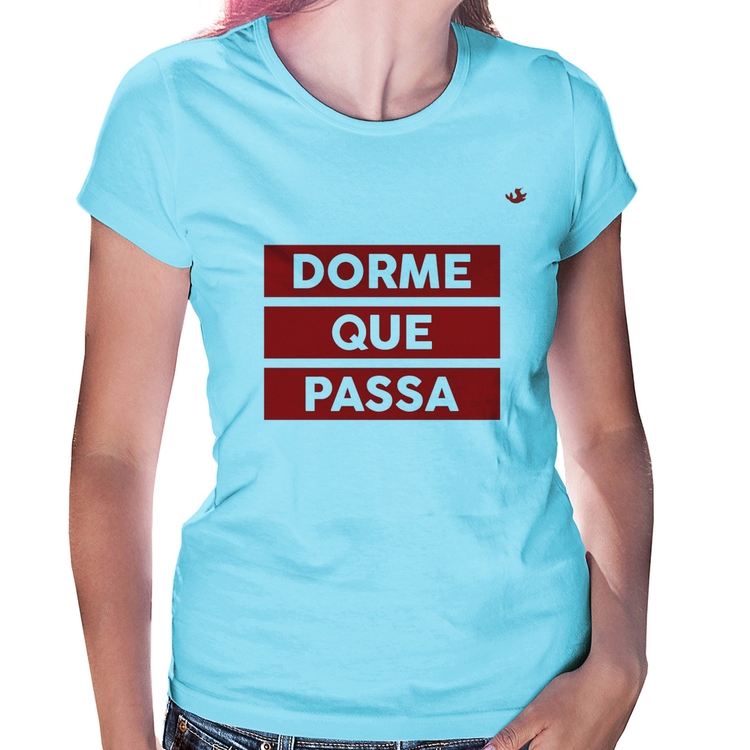 Baby Look Dorme que passa - Azul Bebê