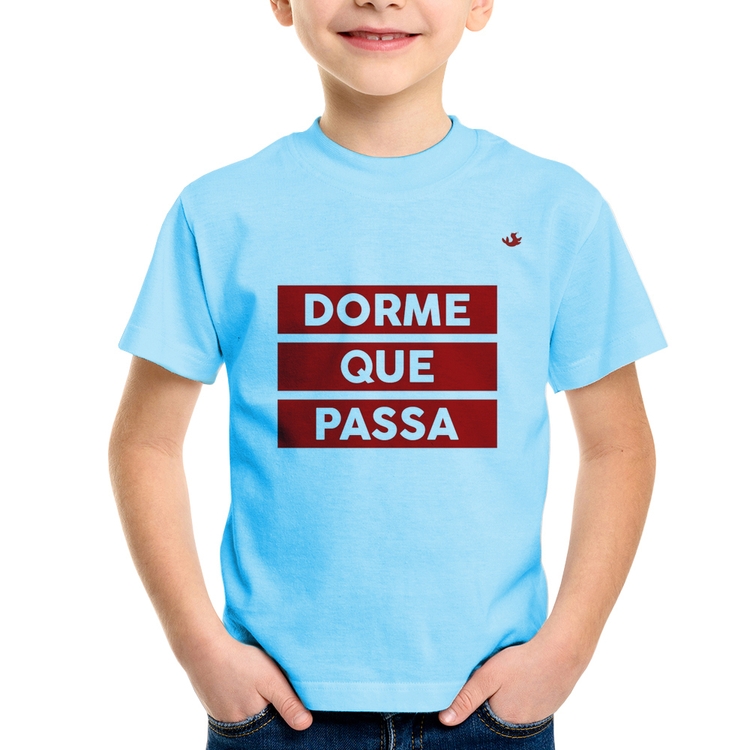 Camiseta Infantil Dorme que passa - Azul Bebê