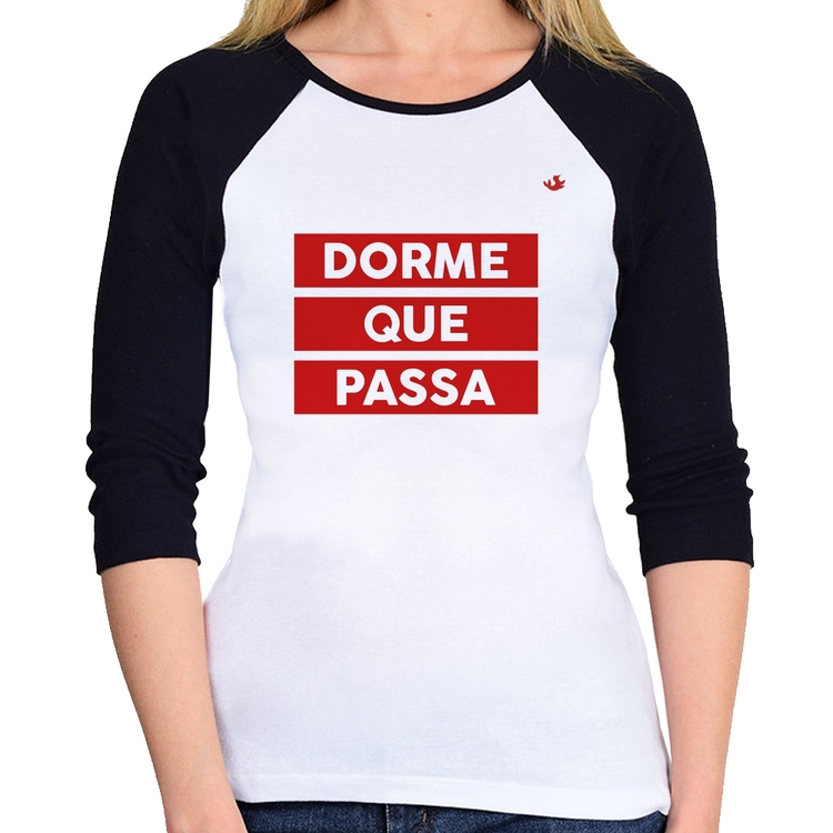Baby Look Raglan Dorme que passa Manga 3/4