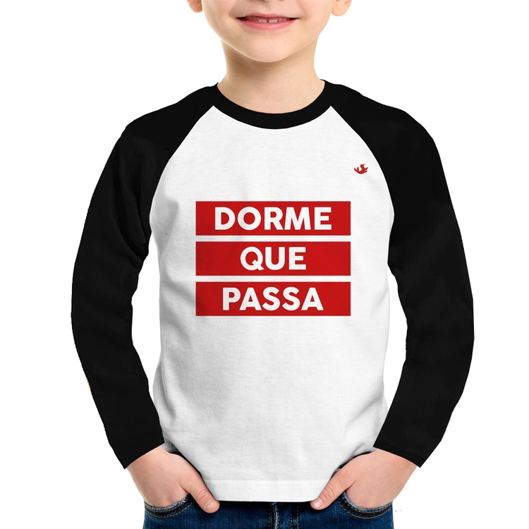 Camiseta Raglan Infantil Dorme que passa Manga Longa