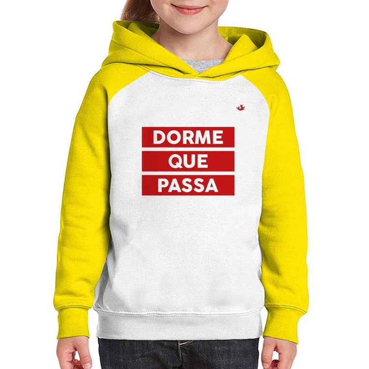 Moletom Infantil Dorme que passa - Branco/Amarelo