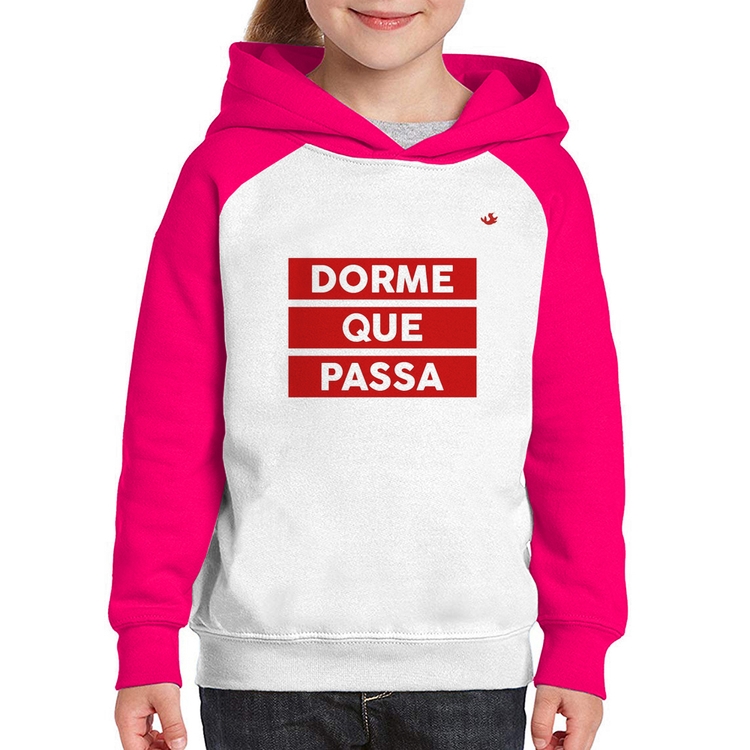 Moletom Infantil Dorme que passa - Branco/Rosa