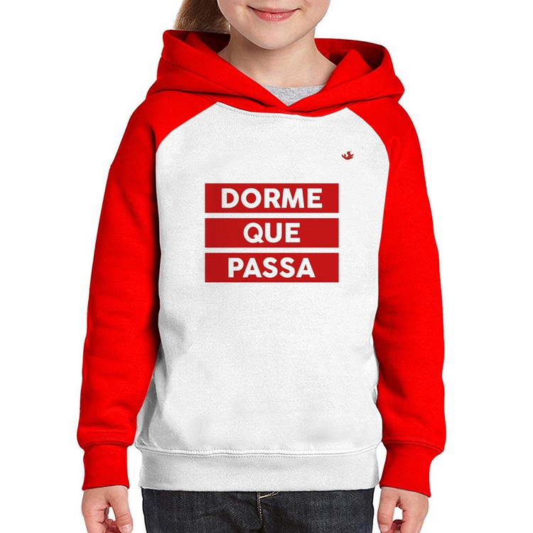 Moletom Infantil Dorme que passa - Branco/Vermelho