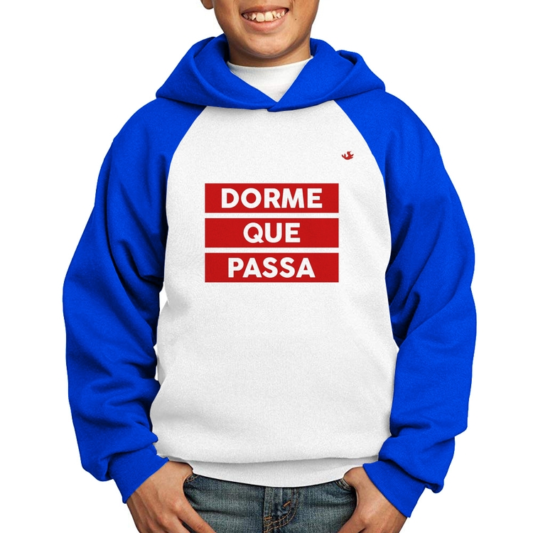 Moletom Infantil Dorme que passa - Branco/Azul