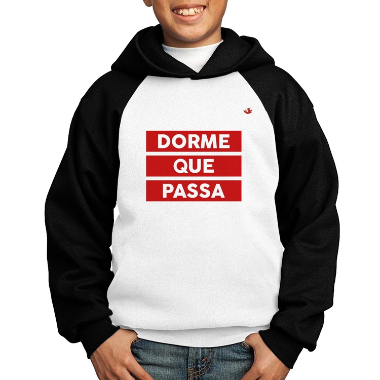 Moletom Infantil Dorme que passa - Branco/Preto