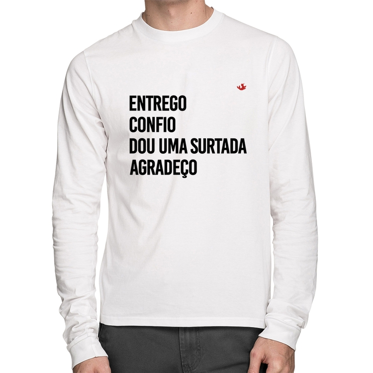 Camiseta Algodão Dou uma surtada Manga Longa - Branca