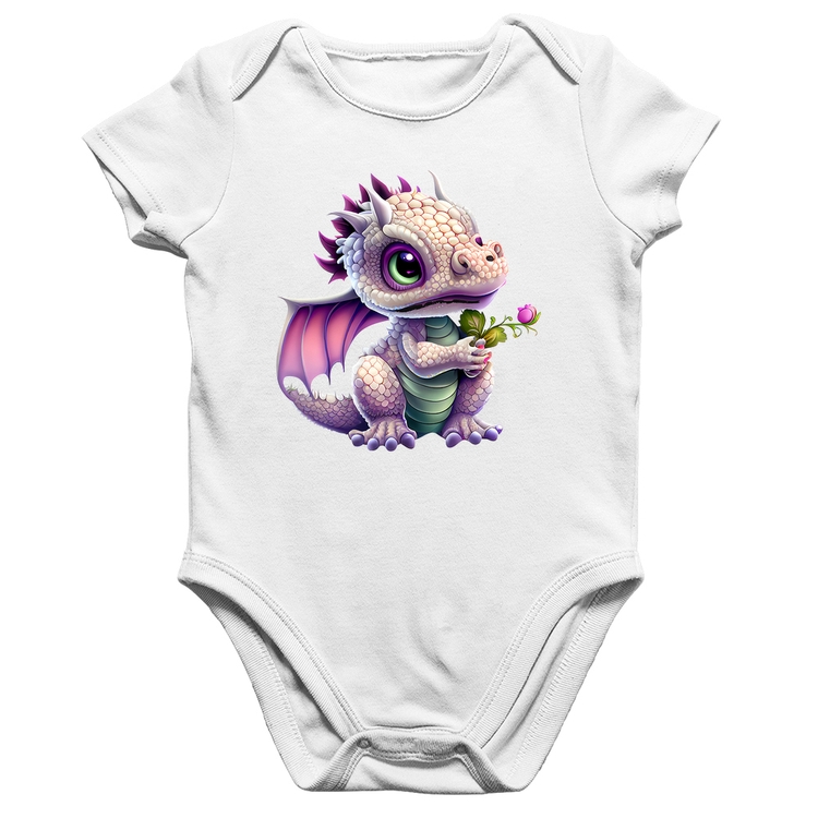 Body Bebê Algodão Dragão Bebê - Branco