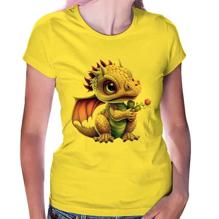 Baby Look Dragão Bebê - Amarela