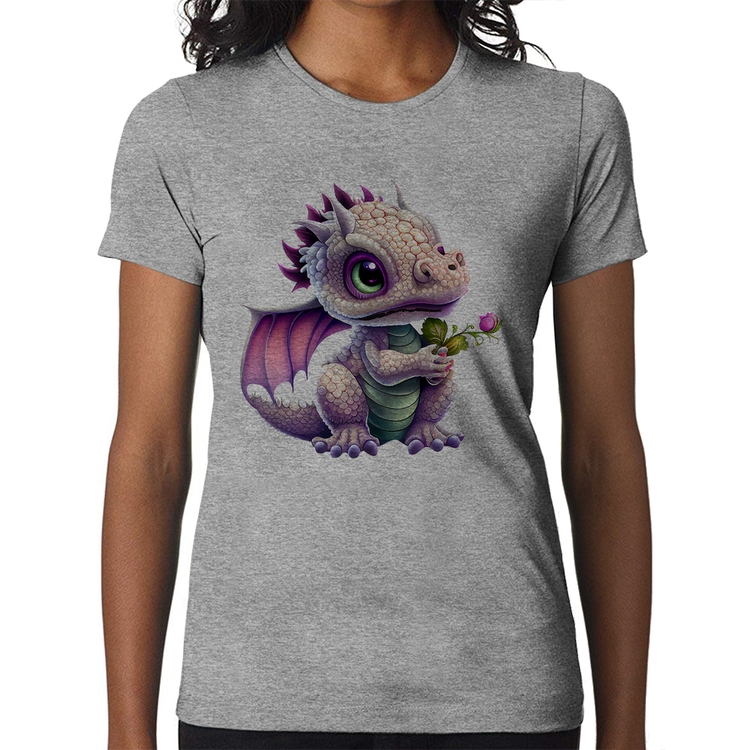 Baby Look Dragão Bebê - Cinza