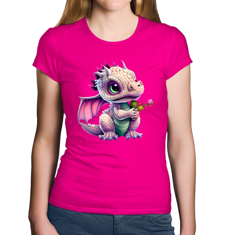 Baby Look Algodão Dragão Bebê - Rosa