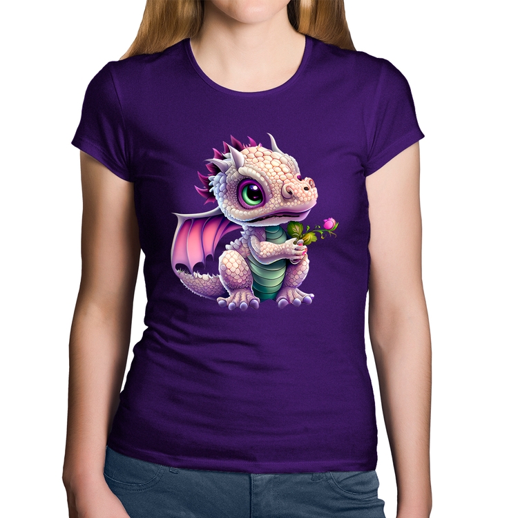 Baby Look Algodão Dragão Bebê - Roxa