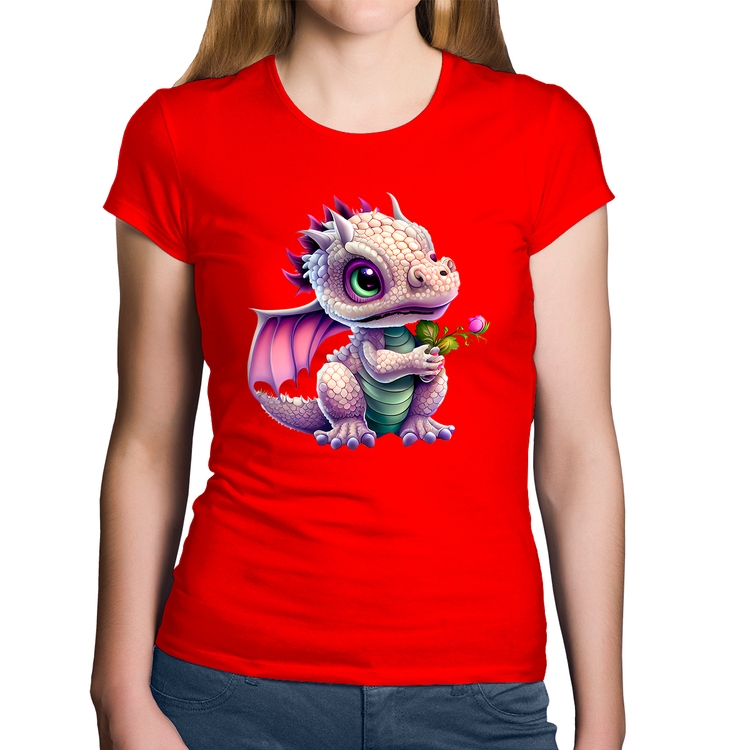 Baby Look Algodão Dragão Bebê - Vermelha