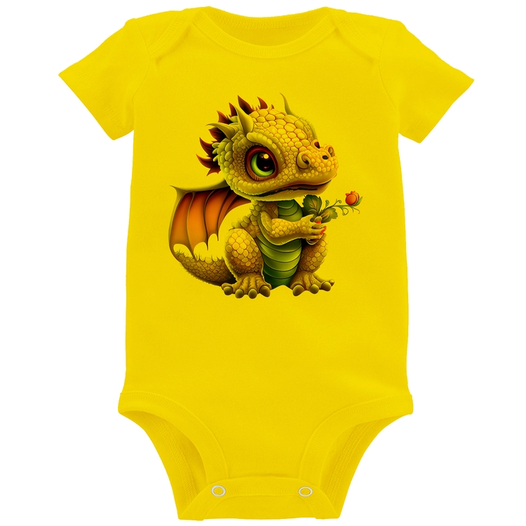 Body Bebê Dragão Bebê - Amarelo