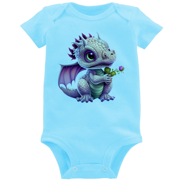 Body Bebê Dragão Bebê - Azul Bebê