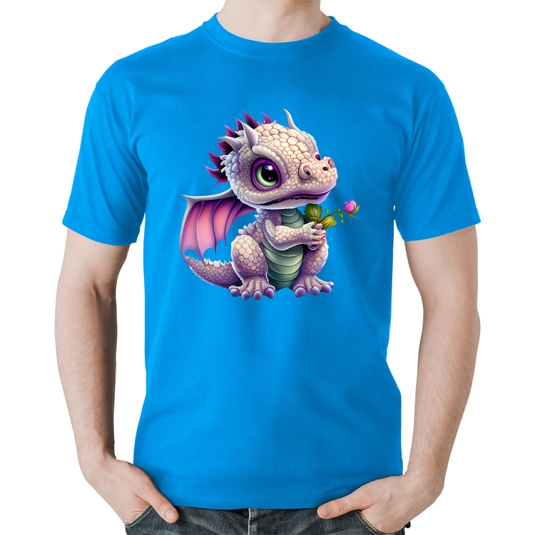 Camiseta Algodão Dragão Bebê - Azul