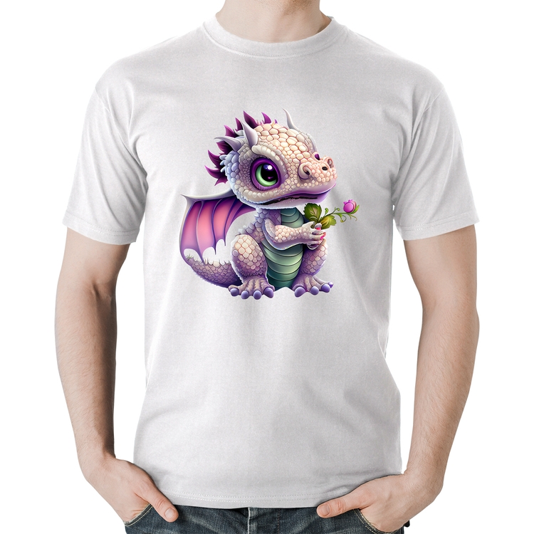 Camiseta Algodão Dragão Bebê - Branca