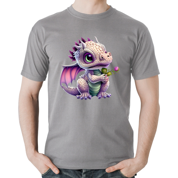 Camiseta Algodão Dragão Bebê - Cinza