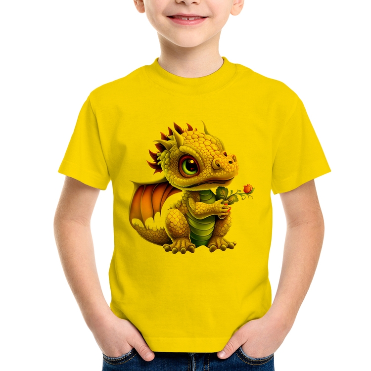 Camiseta Infantil Dragão Bebê - Amarela