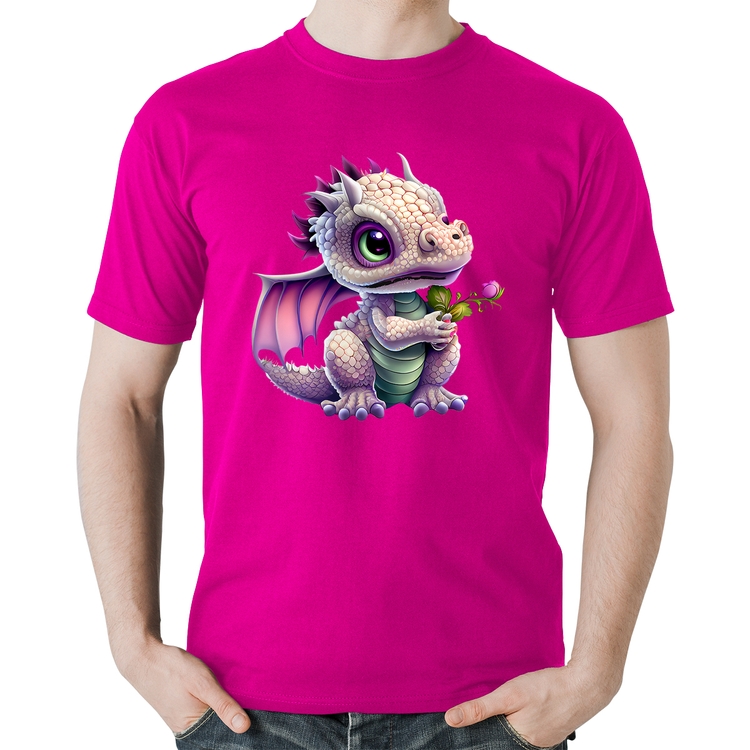 Camiseta Algodão Dragão Bebê - Rosa