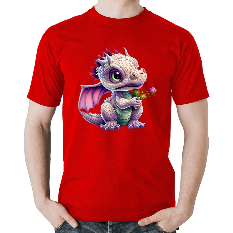 Camiseta Algodão Dragão Bebê - Vermelha