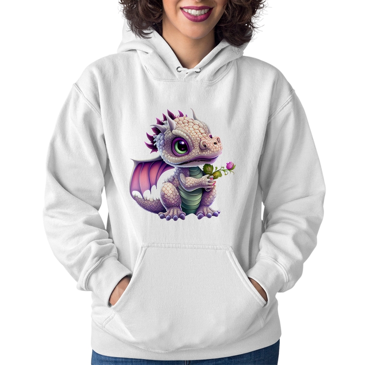 Moletom Feminino Dragão Bebê - Branco