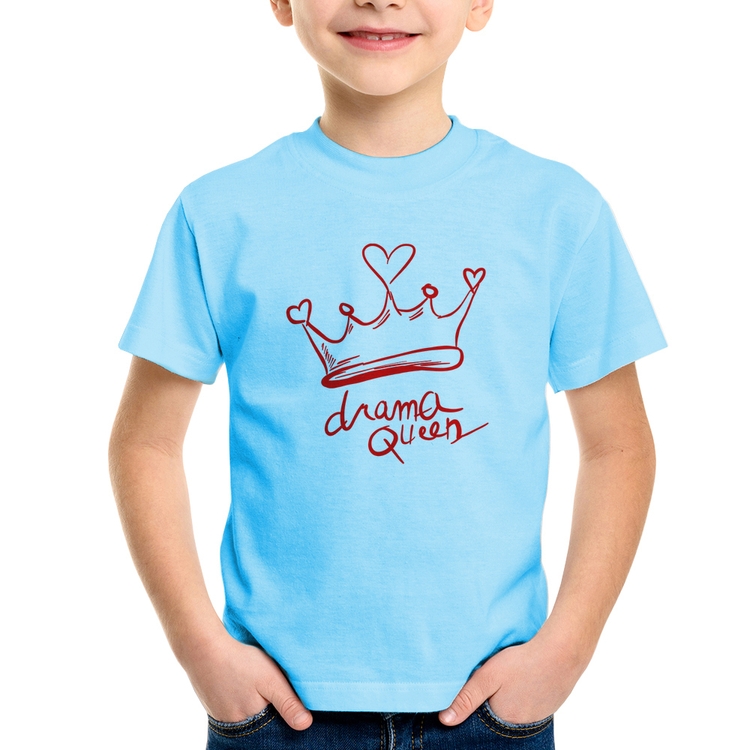Camiseta Infantil Drama Queen - Azul Bebê