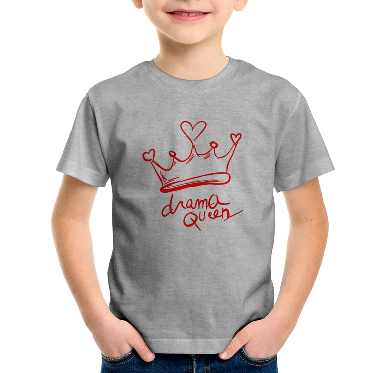 Camiseta Infantil Drama Queen - Cinza