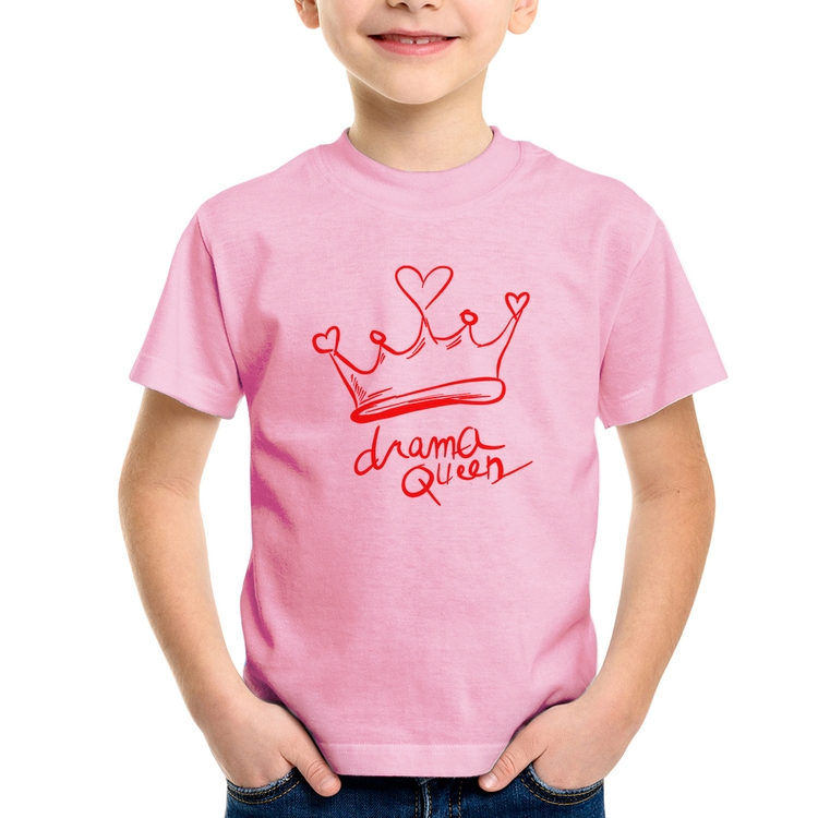 Camiseta Infantil Drama Queen - Rosa Bebê