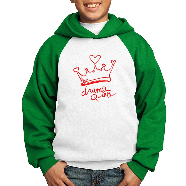 Moletom Infantil Drama Queen - Branco/Verde