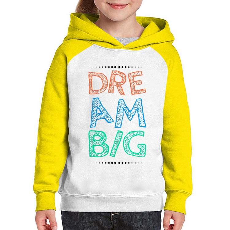 Moletom Infantil Dream Big - Branco/Amarelo
