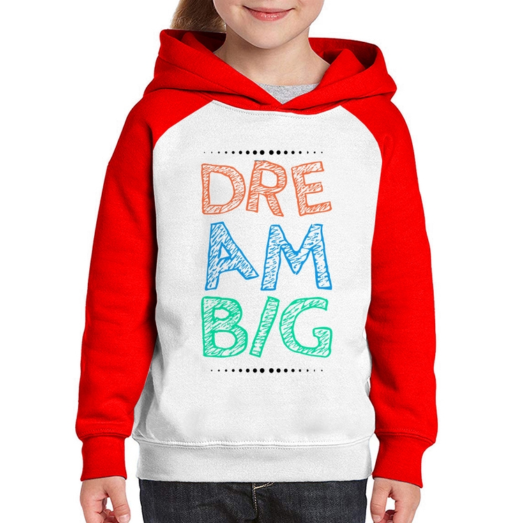 Moletom Infantil Dream Big - Branco/Vermelho