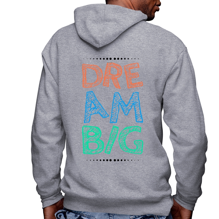 Blusa Moletom Dream Big Masculina com Capuz e Zíper - Mescla