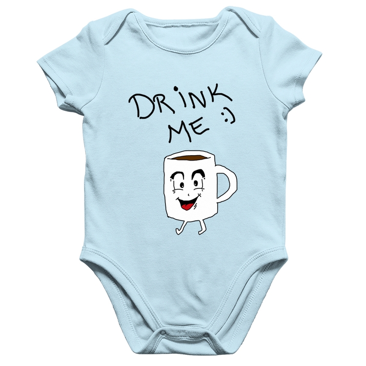 Body Bebê Algodão Drink Me - Azul Bebê