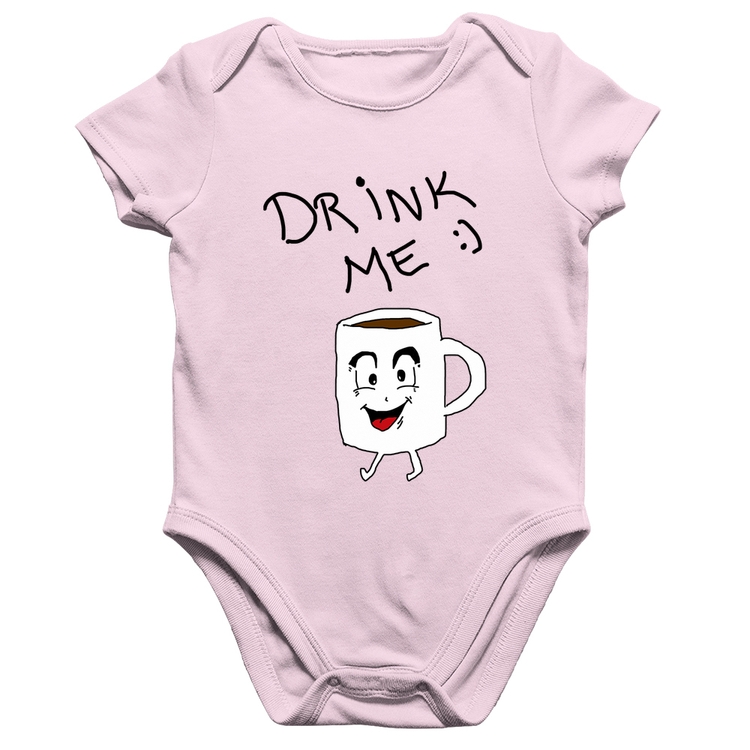 Body Bebê Algodão Drink Me - Rosa Bebê