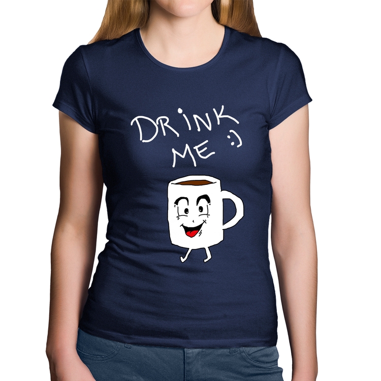 Baby Look Algodão Drink Me - Marinho