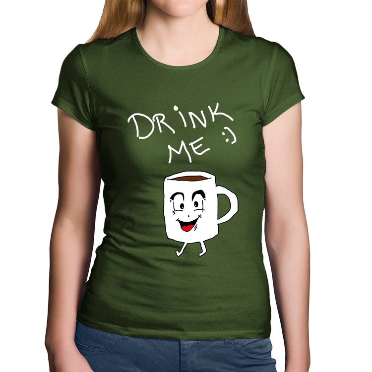 Baby Look Algodão Drink Me - Musgo