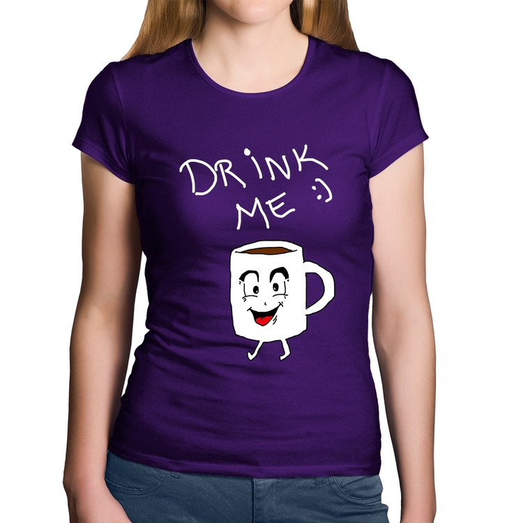 Baby Look Algodão Drink Me - Roxa