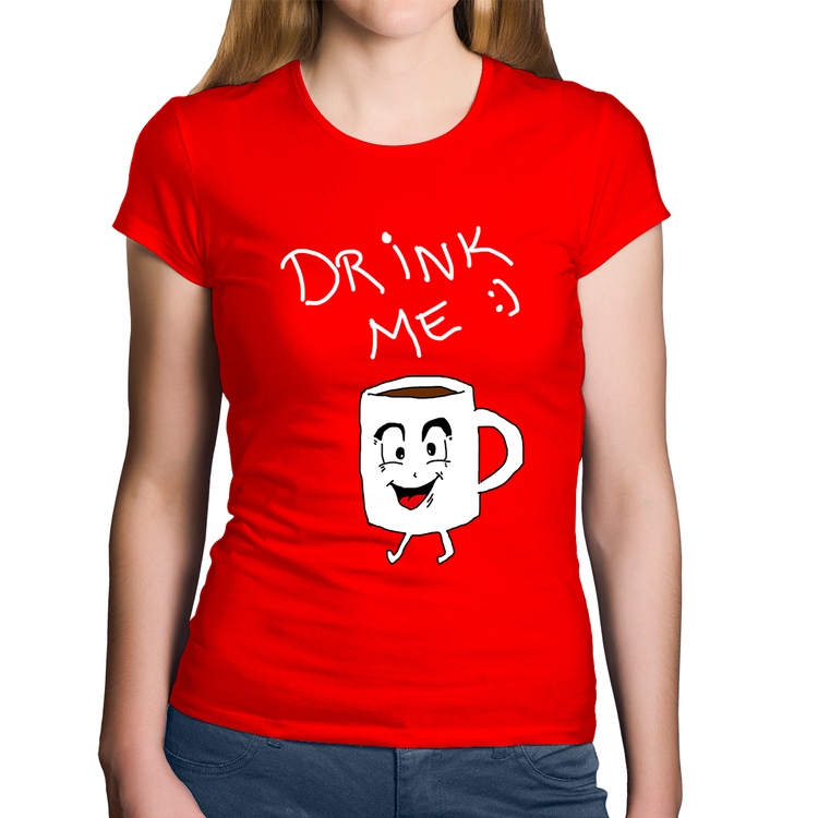 Baby Look Algodão Drink Me - Vermelha