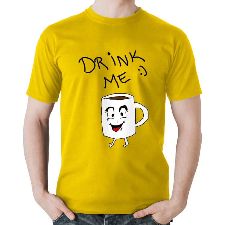 Camiseta Algodão Drink Me - Amarela