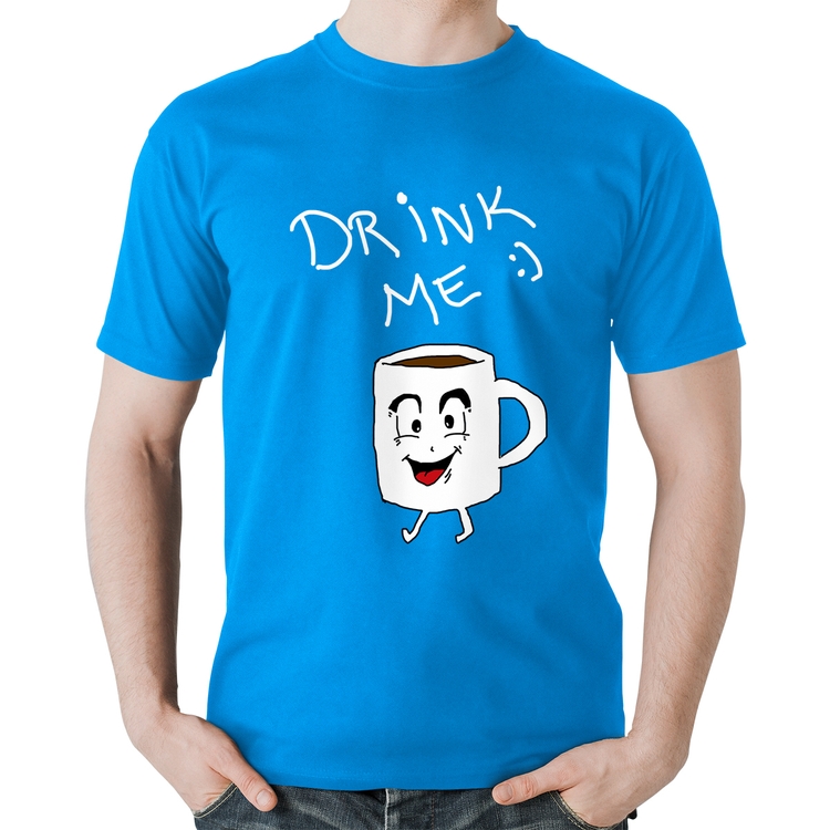 Camiseta Algodão Drink Me - Azul