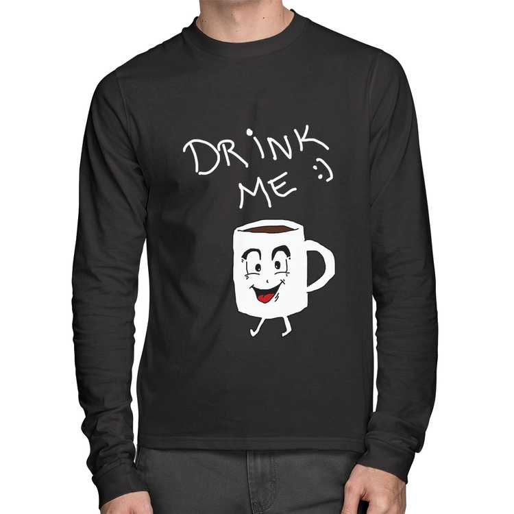 Camiseta Algodão Drink Me Manga Longa