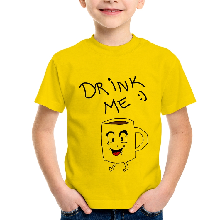 Camiseta Infantil Drink Me - Amarela
