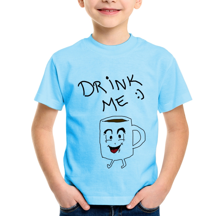 Camiseta Infantil Drink Me - Azul Bebê