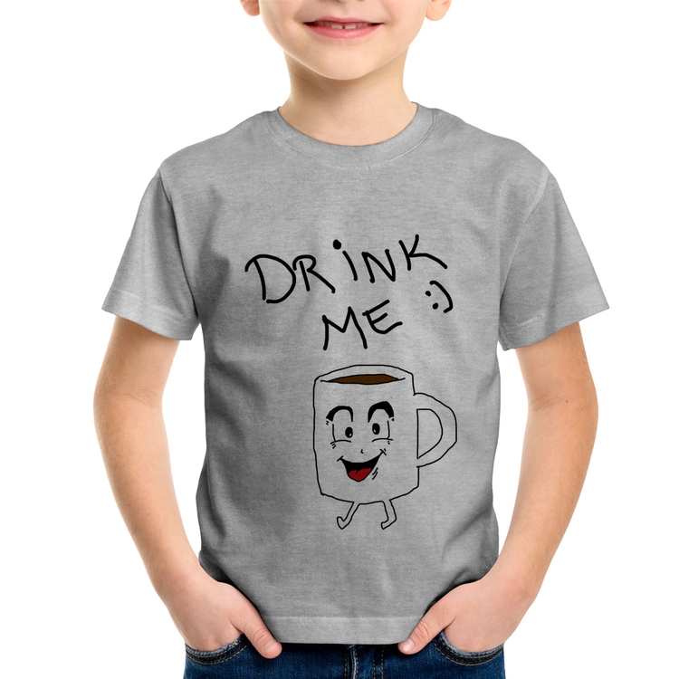 Camiseta Infantil Drink Me - Cinza