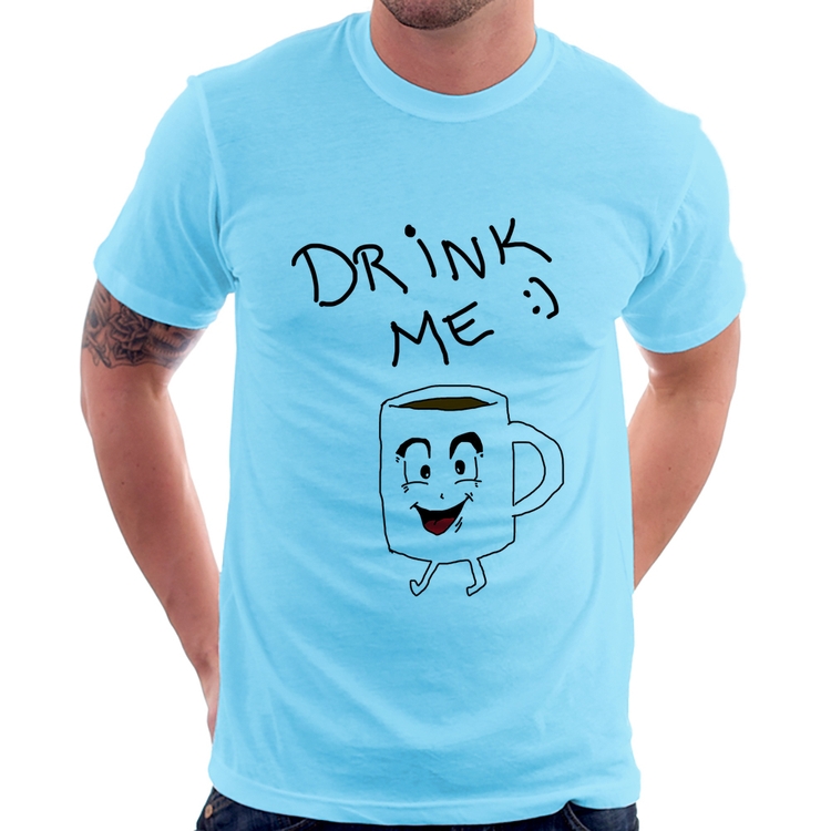 Camiseta Drink Me - Azul Bebê