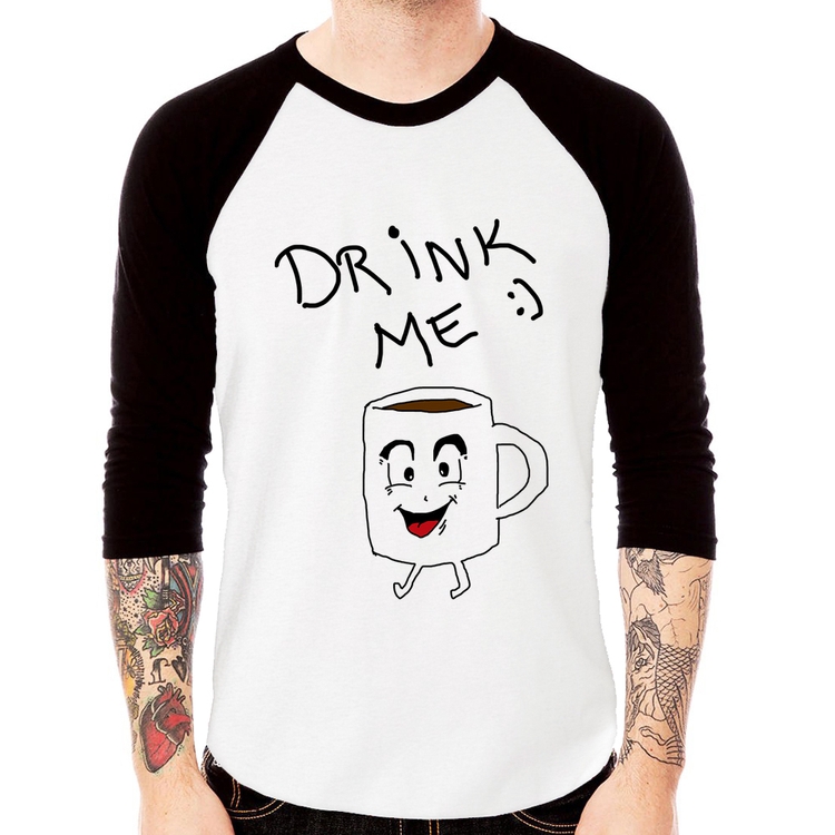 Camiseta Raglan Drink Me Manga 3/4