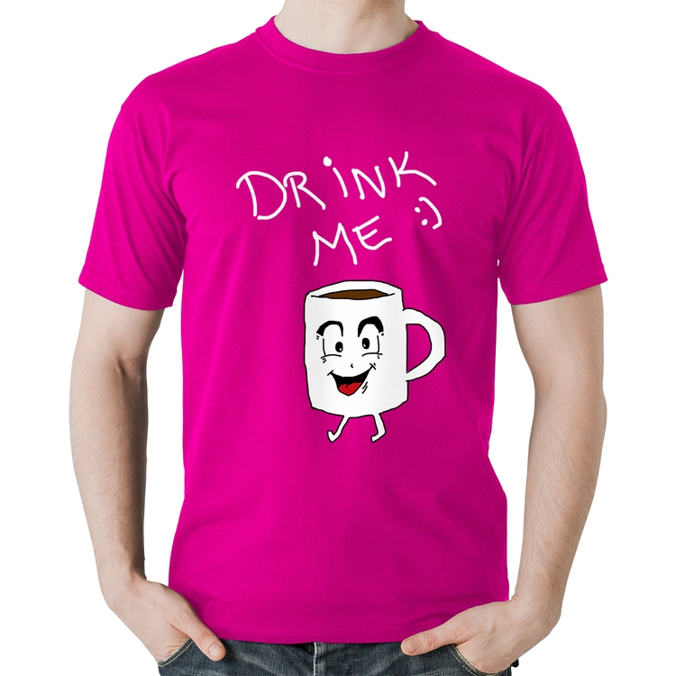 Camiseta Algodão Drink Me - Rosa