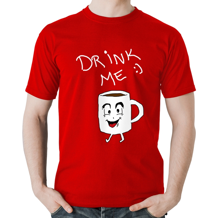 Camiseta Algodão Drink Me - Vermelha