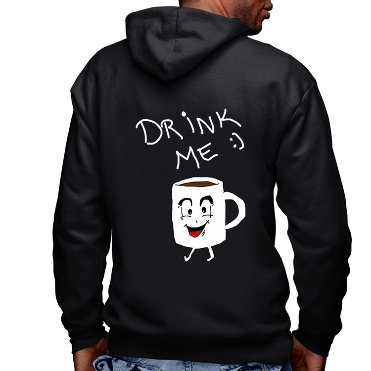 Blusa Moletom Drink Me Masculina com Capuz e Zíper