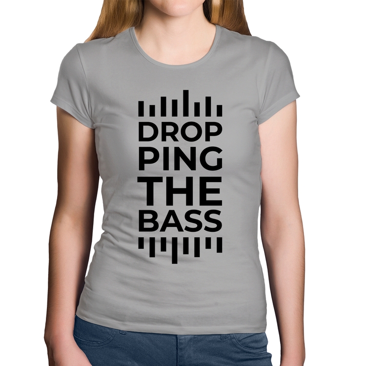 Baby Look Algodão Dropping The Bass - Cinza